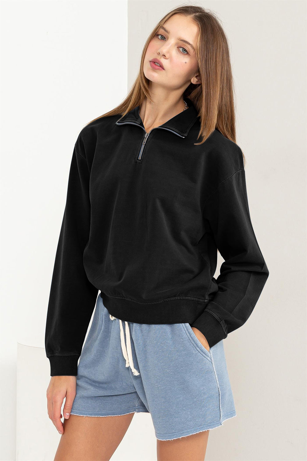 HYFVE Half Zip Drop Shoulder Sweatshirt *