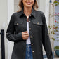 Solid Color Collared Neck Long Sleeve Shirt