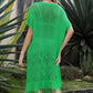 Double Take Eyelet Fringe Hem Longline Knit Cover Up