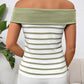 Decorative Button Striped Off-Shoulder Knit Top