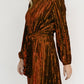 Velvet Round Neck Tie Waist Long Sleeve Mini Dress