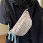 Contrast Plaid Polyester Crossbody Bag