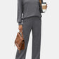 Round Neck Long Sleeve Top and Pants Set