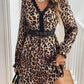 Lace Detail Leopard Flounce Sleeve Mini Dress