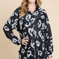 BOMBOM Animal Print Button Up Knit Shacket