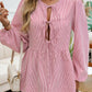 Devine Tied Striped Long Sleeve Blouse