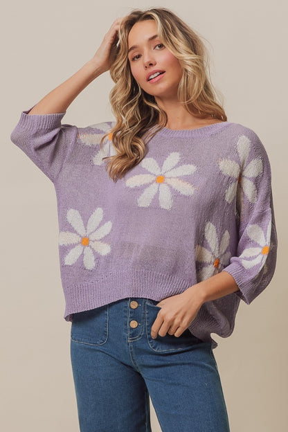 BiBi Floral Pattern Slit Sweater - Brand BiBi