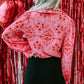 Coral Ditsy Floral Collared Neck Shirt