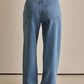 Contrast Straight Leg Jeans with Pockets