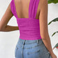 Full Size Textured Square Neck Wide Strap Tank