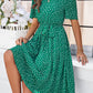 Printed Round Neck Short Sleeve Dress
