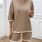 Devine Contrast Trim Round Neck Top and Shorts Set