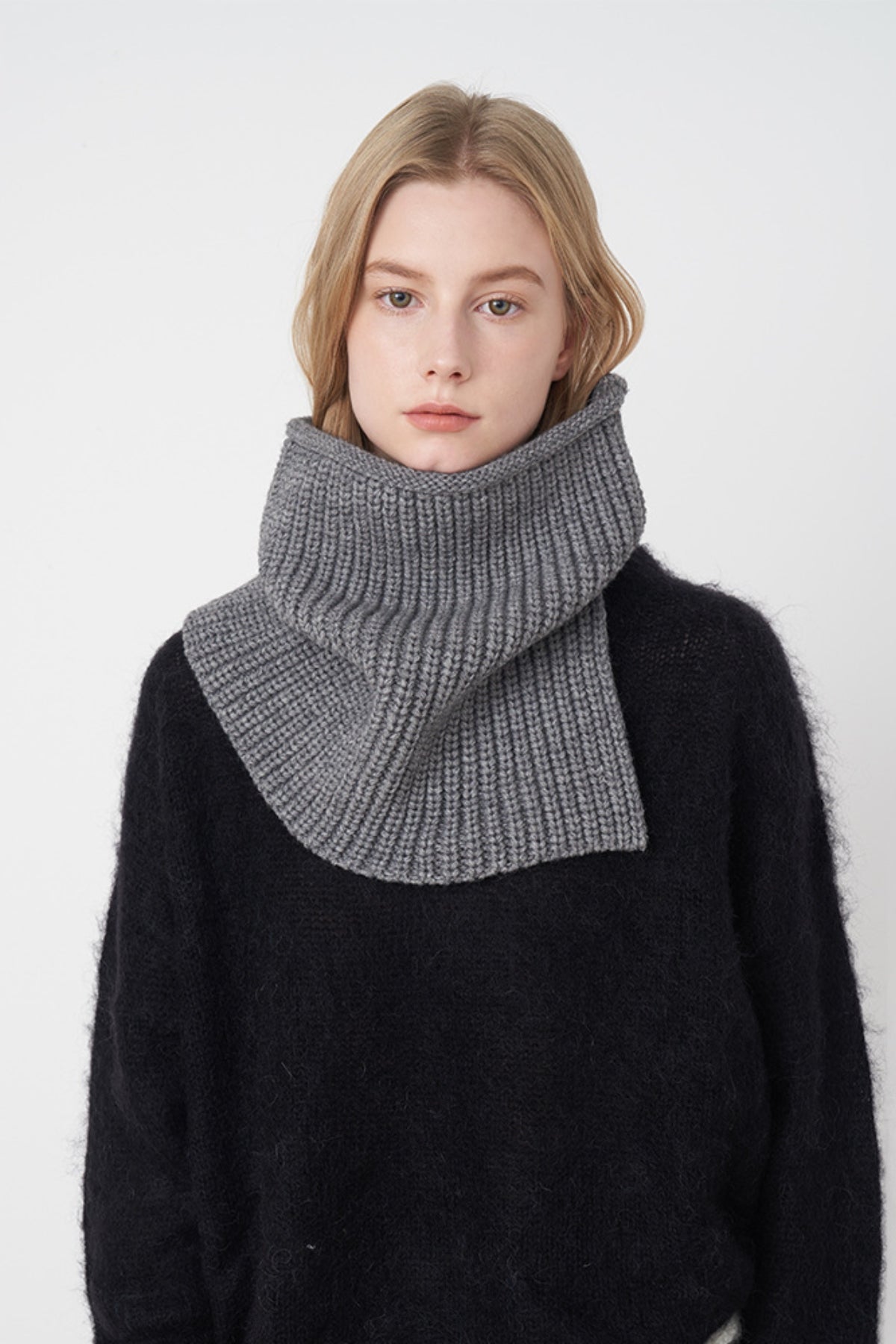 Slit Pullover Knit Scarf