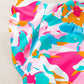 Plus Size Ruffled Printed Notched Cap Sleeve Blouse