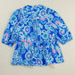 Printed Notched Three-Quarter Sleeve Blouse