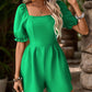 Smocked Square Neck Short Sleeve Romper