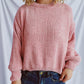 Round Neck Dropped Shoulder Long Sleeve Sweater