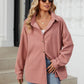 Collared Neck Long Sleeve Dropped Shoulder Shirt