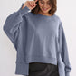 Exposed Seam High-Low Long Sleeve Sweatshirt