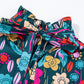 Full Size Printed Tie Neck Half Sleeve Blouse