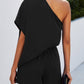 Single Shoulder Batwing Sleeve Romper