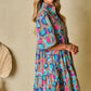 Notched Balloon Sleeve Mini Dress