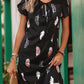 Printed Tie Neck Short Sleeve Dress
