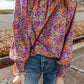 Floral Round Neck Long Sleeve Blouse