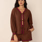 Tied V-Neck Long Sleeve Top and Shorts Set