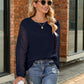 Full Size Round Neck Lace Long Sleeve T-Shirt Plus Size