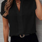 Full Size Notched Short Sleeve Blouse