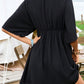 Embroidered Plunge Half Sleeve Mini Dress