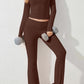 Round Neck Long Sleeve Top and Pants Set