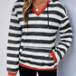 Perfee Contrast Striped Long Sleeve Hoodie