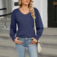 Full Size V-Neck Lantern Sleeve T-Shirt