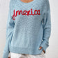 Letter Round Neck Long Sleeve Sweater