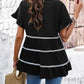 Round Neck Flounce Sleeve Blouse