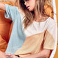 BiBi Round Neck Color Block Short Sleeve T-Shirt - Brand BiBi