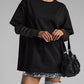 Faux Layered Round Neck Mesh Sleeve Top