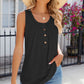 Eyelet Buttoned Round Neck Tank