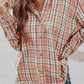 Drawstring Plaid Hooded Long Sleeve Shirt