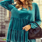 Peplum V-Neck Flounce Sleeve Blouse