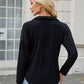 Texture Collared Neck Long Sleeve Blouse