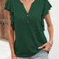 Full Size Ruffled Notched Cap Sleeve T-Shirt