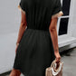 Devine Contrast Trim V-Neck Short Sleeve Mini Dress