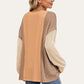 Double Take Texture Contrast Round Neck Long Sleeve T-Shirt