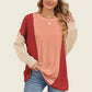 Double Take Texture Contrast Round Neck Long Sleeve T-Shirt
