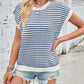 Lovelet Striped Round Neck Cap Sleeve Sweater