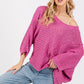 SAGE + FIG Distressed Asymmetrical Open Stitch Sweater