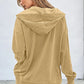 Half Snap Long Sleeve Dropped Shoulder Hoodie